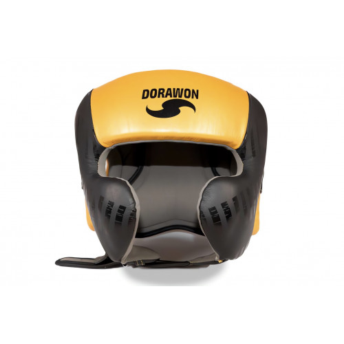 DORAWON, Casque de boxe professionnel cuir PHOENIX, noir et or