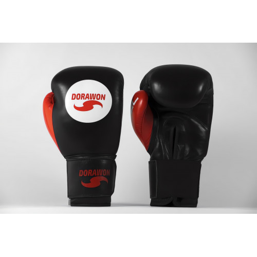 DORAWON, Gants de boxe cuir professionnel avec GEL, rouge et noir