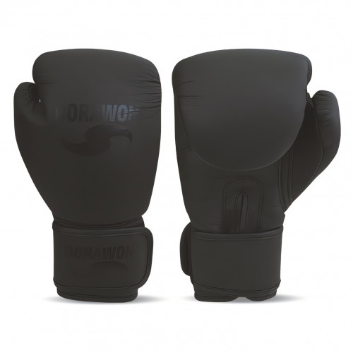 DORAWON, Gants de boxe cuir competition BLACK, noir