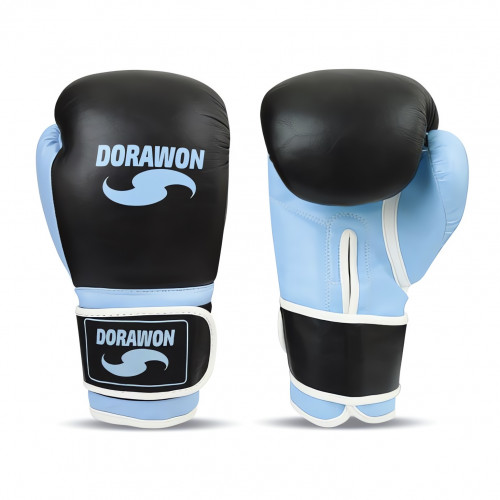 DORAWON, Gants de boxe cuir compétition EDIMBOURG, noir et bleu