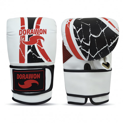 DORAWON, Gants sac de frappe DERBY, blanc et rouge