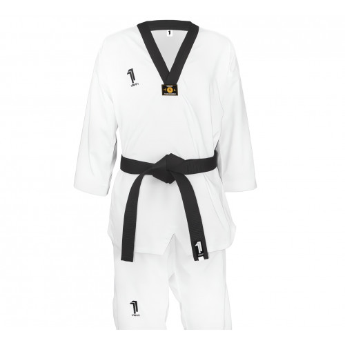 1FIGHT1, Dobok taekwondo brodé ELITE HANDISPORT, col noir