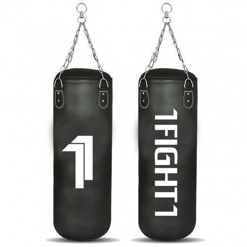 1FIGHT1, Sac de frappe professionnel BLACK, noir et blanc